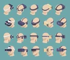 235x202 Isometric Virtual Reality Headsets Vector Art Illustration