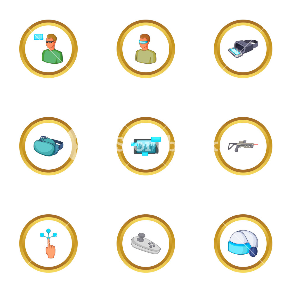 1000x1000 Sports Game Vr Icons Set Cartoon Style Set Of Sports Game Vr