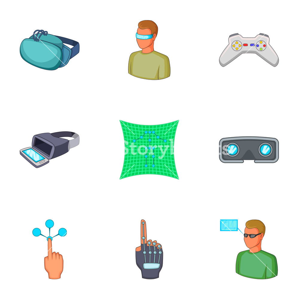 1000x1000 Vr Icons Set Cartoon Set Of Vr Vector Icons For Web Isolated