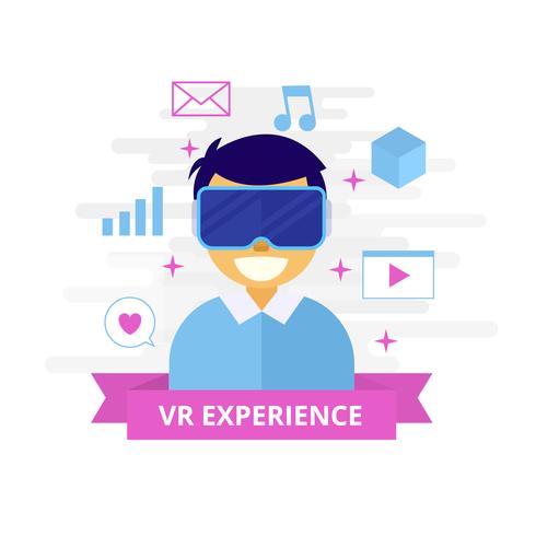 490x490 Virtual Reality Experience Vector Illustration