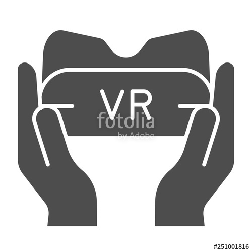 500x500 Vr Glasses In Hands Solid Icon Gaming Device Vector Illustration
