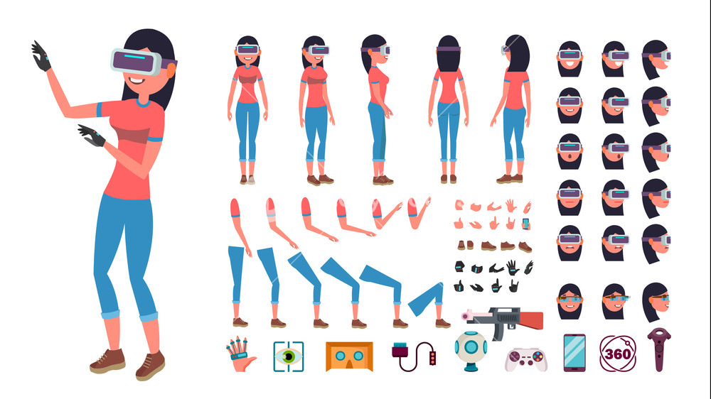 1000x562 Woman In Virtual Reality Headset Vector Animated Character