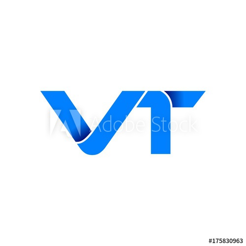 500x500 Vt Logo Initial Logo Vector Modern Blue Fold Style