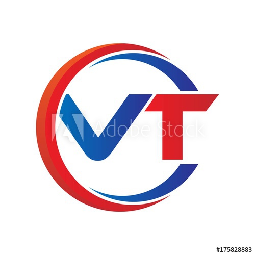 500x500 Vt Logo Vector Modern Initial Swoosh Circle Blue And Red