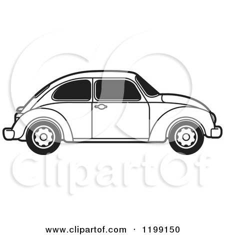 450x470 Clipart Of A Vintage Black And White Vw Beetle Car With Tinted