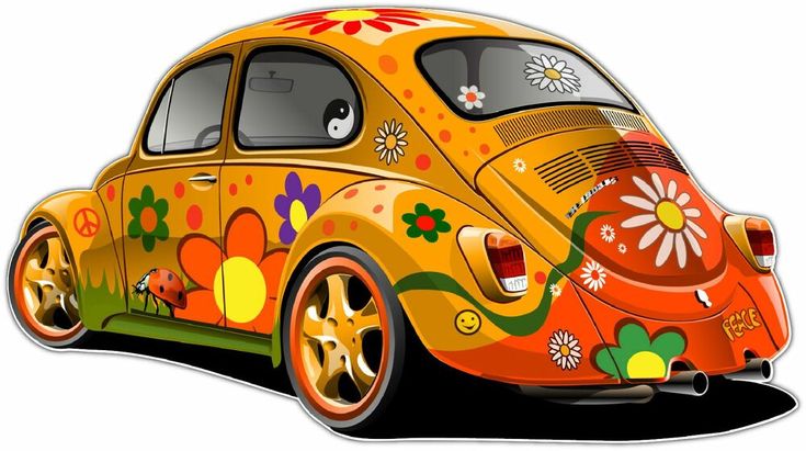 735x411 Vector Car Hippie Vehicles Volkswagen Beetle Car Bumper Window