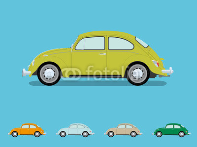 400x300 Vintage Volkswagen Beetle Vector Illustration Club Wall Mural