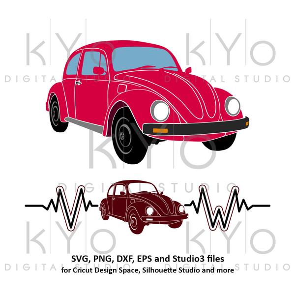 600x600 Volkswagen Vw Beetle Silhouette Heart Beats Png Vector