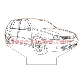 350x350 Volkswagen Golf Illusion Lamp Plan Vector For Cnc