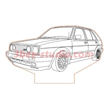 350x350 Volkswagen Golf Illusion Lamp Plan Vector For Cnc