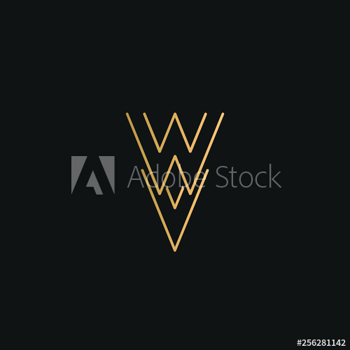 500x500 Wv Or Vw Logo Vector Initial Letter Logo, Golden Text On Black