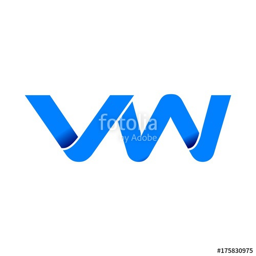 500x500 Vw Logo Initial Logo Vector Modern Blue Fold Style Stock Image