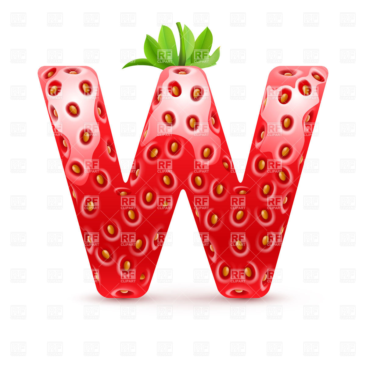 1200x1200 Strawberry Style Font, Letter W Vector Image Of Signs, Symbols