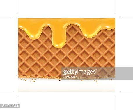 457x379 Waffles And Honey, Horizontal Seamless Vector Pattern Premium