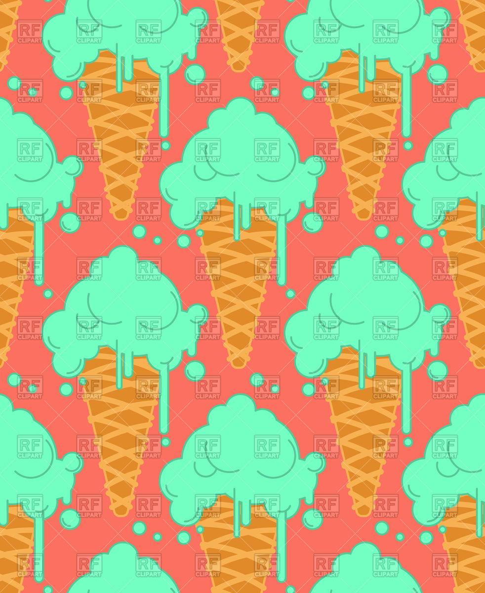 982x1200 Pistachio Ice Cream In Waffle Cone Seamless Pattern Vector Image