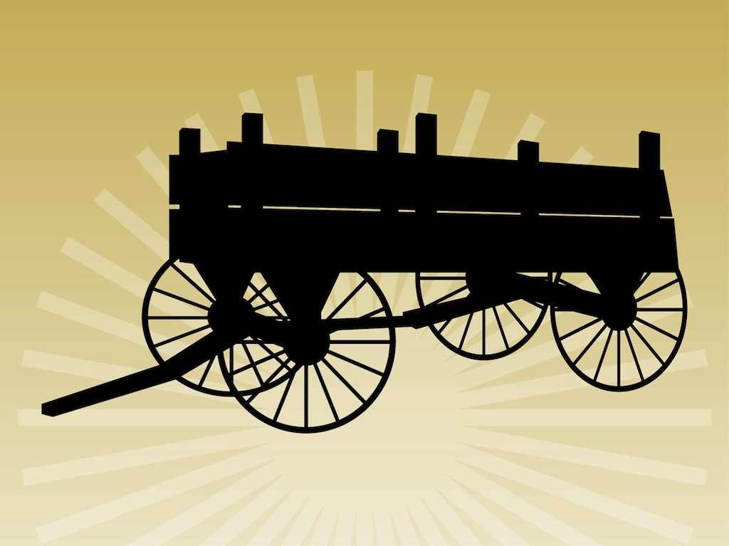 1024x767 Silhouette Wagon Vector Art Graphics