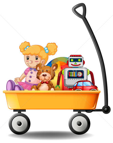 476x600 Toys In Yellow Wagon Vector Illustration Daniel Cole