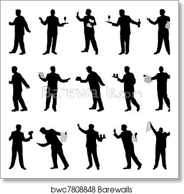 362x382 Waiter Vector Silhouettes Art Print Barewalls Posters Prints
