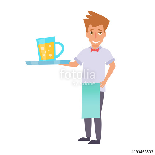 500x500 Waiter Vector Cartoon Isolated Stock Image And Royalty Free