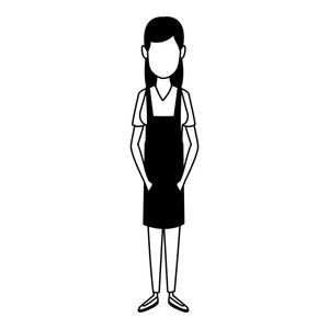 300x300 Young Woman Waiter Vector Illustration Graphic Design Royalty Free