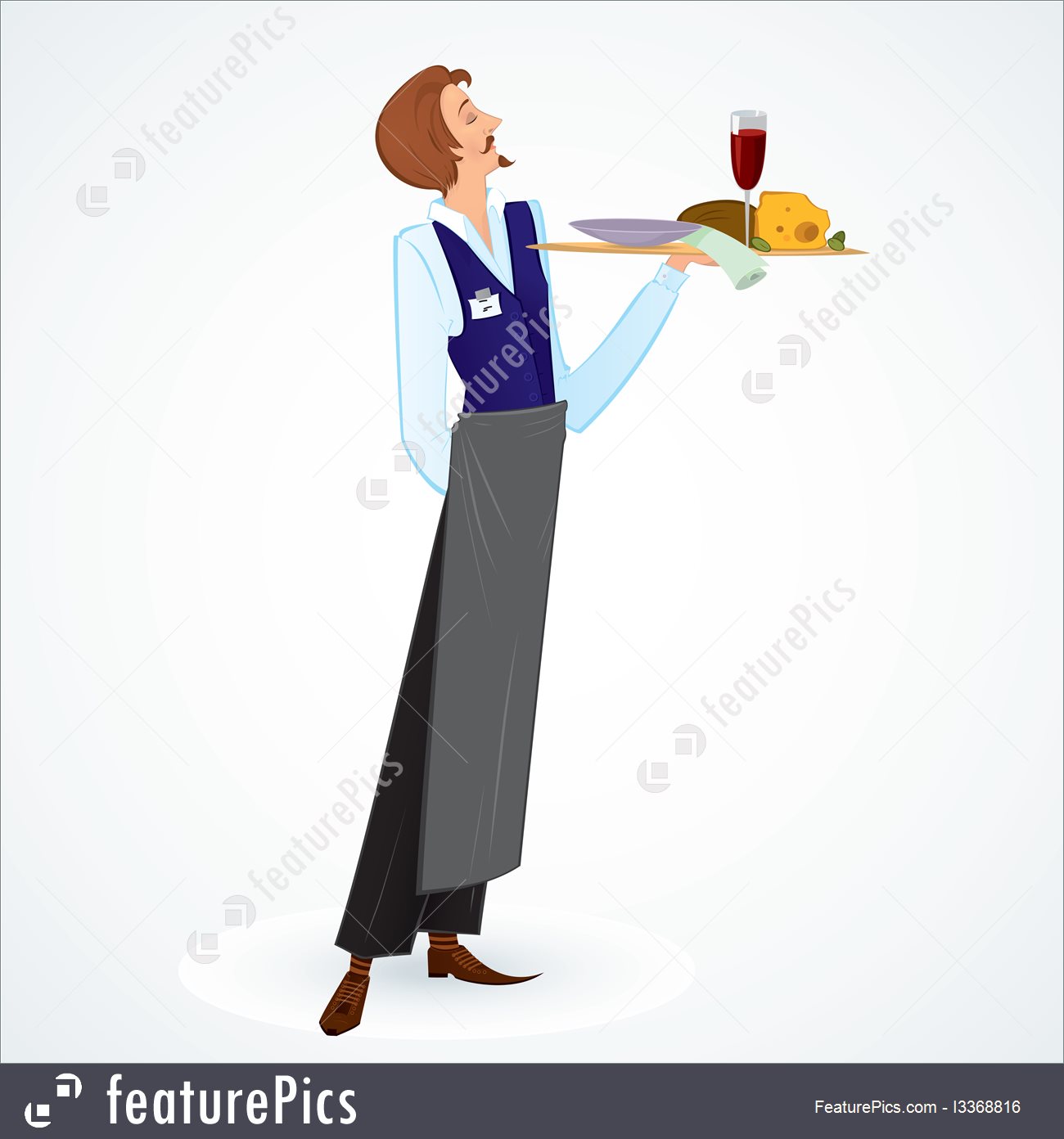 1300x1392 People At Work Young Waiter Vector
