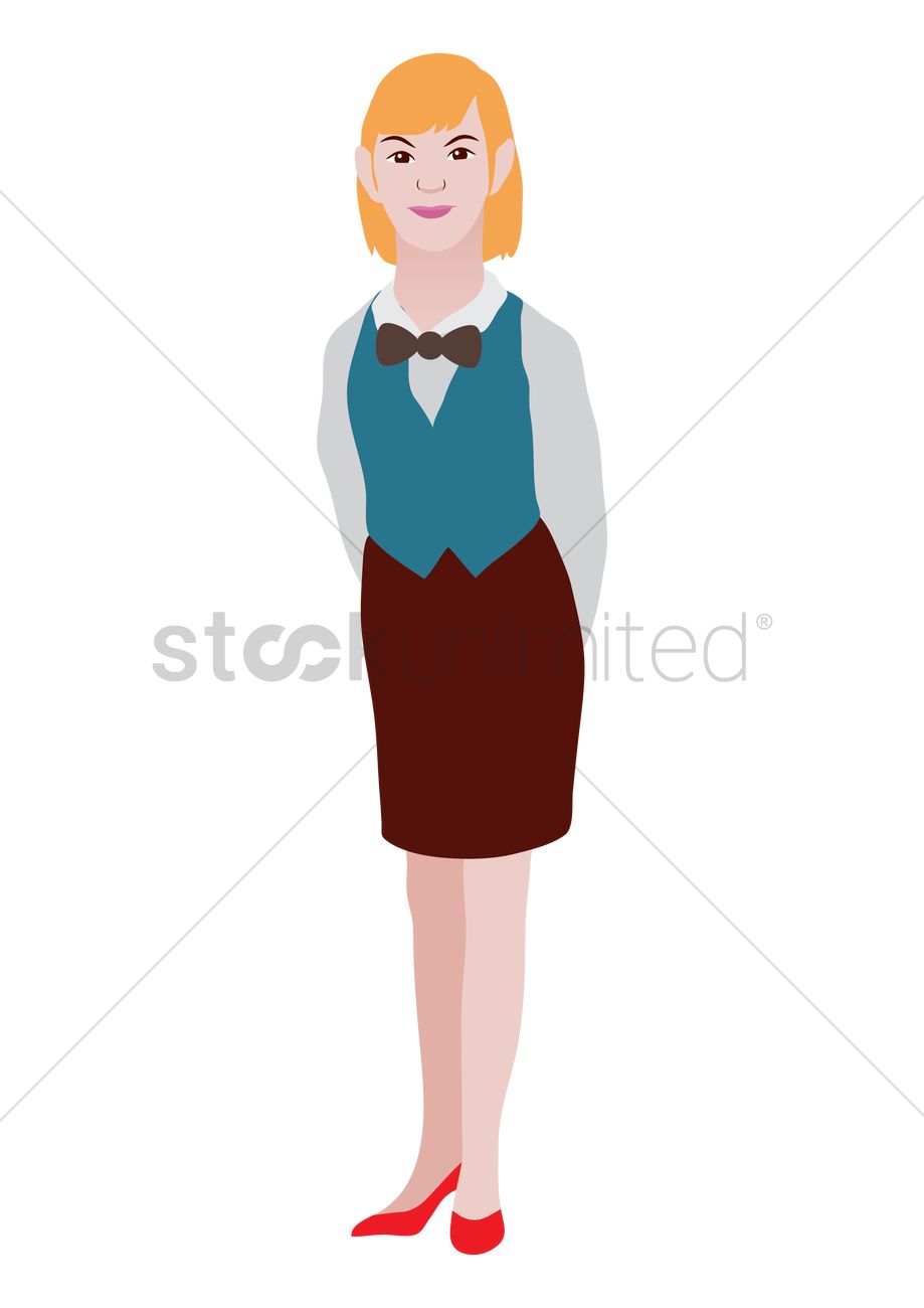 919x1300 Waitress Vector Image