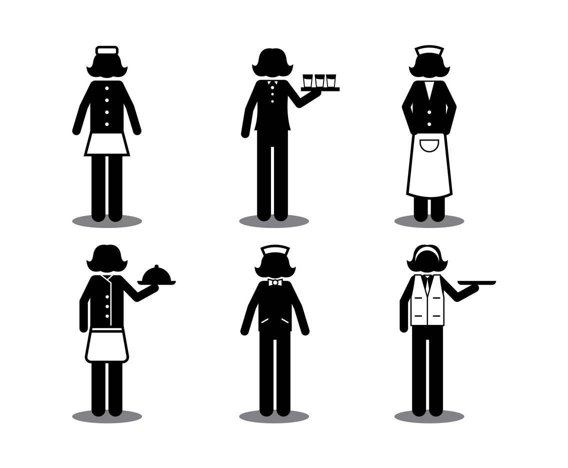 1136x936 Waitress Vector Set Vector Art Graphics
