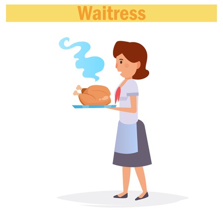 450x450 Waitress Vector Cartoon Isolated Art On White Background