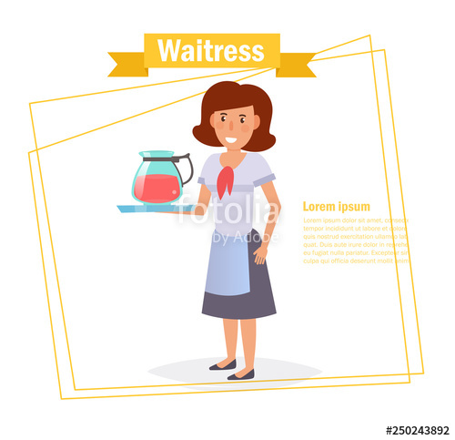 500x483 Waitress Vector Cartoon Isolated Art On White Background Flat