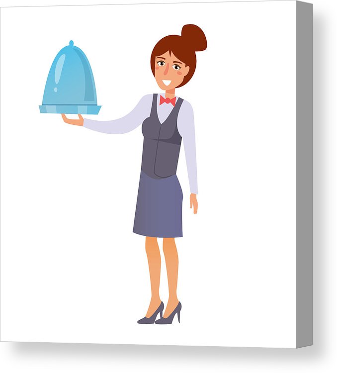 678x750 Waitress Vector Cartoon Isolated Canvas Print Canvas Art