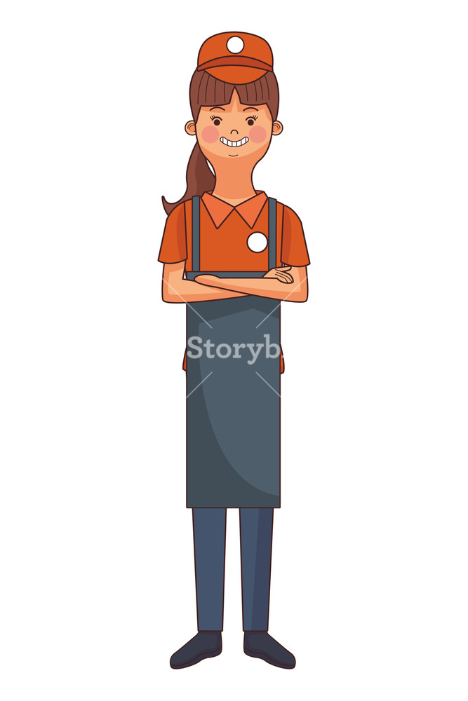 667x1000 Restaurant Waitress Woman Cartoon Vector Illustration Graphic