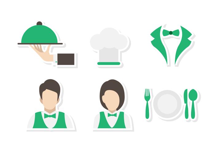 699x490 Flat Canteen Waiter And Waitress Vectors
