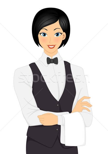 420x600 Girl Waitress Vector Illustration Lenm