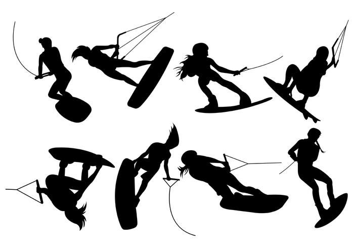 700x490 Silhouettes Of Wakeboarding Vectors Aai Vector Art
