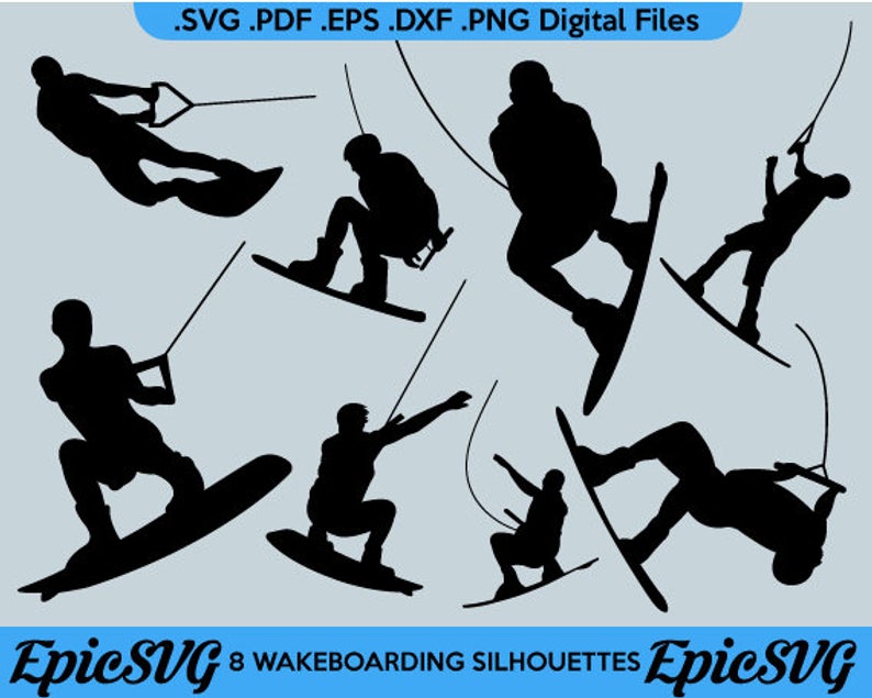 794x635 Wakeboarding Silhouettes Pdf Dxf Etsy