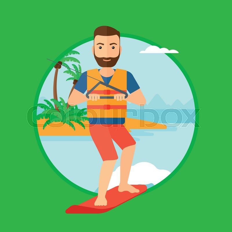 800x800 A Hipster Sportsman Wakeboarding On Stock Vector Colourbox