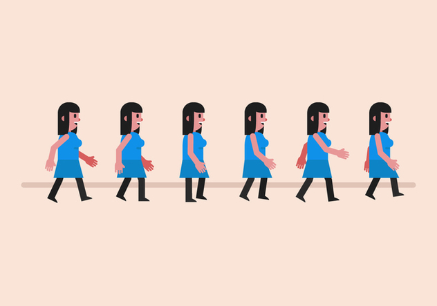 632x443 Vector Walk Cycle Girl Free Vector Download Cannypic