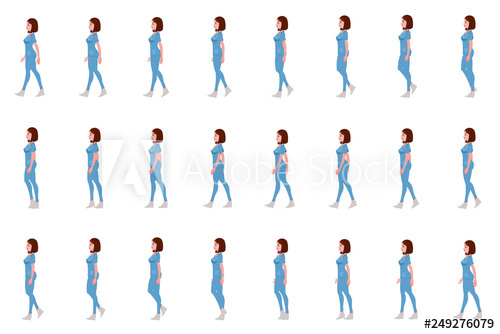 500x334 Female Doctor Walk Cycle Animation Sprites, Loop Animation