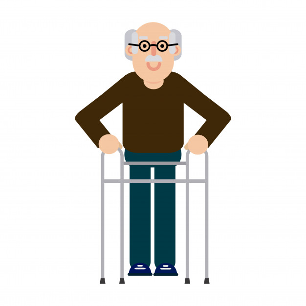 626x626 Elderly Man With Walker Vector Premium Download