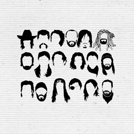 570x570 The Walking Dead Faces Digital Clipart, Editable