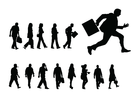 567x397 People Walking Silhouette Set Vector Free Download