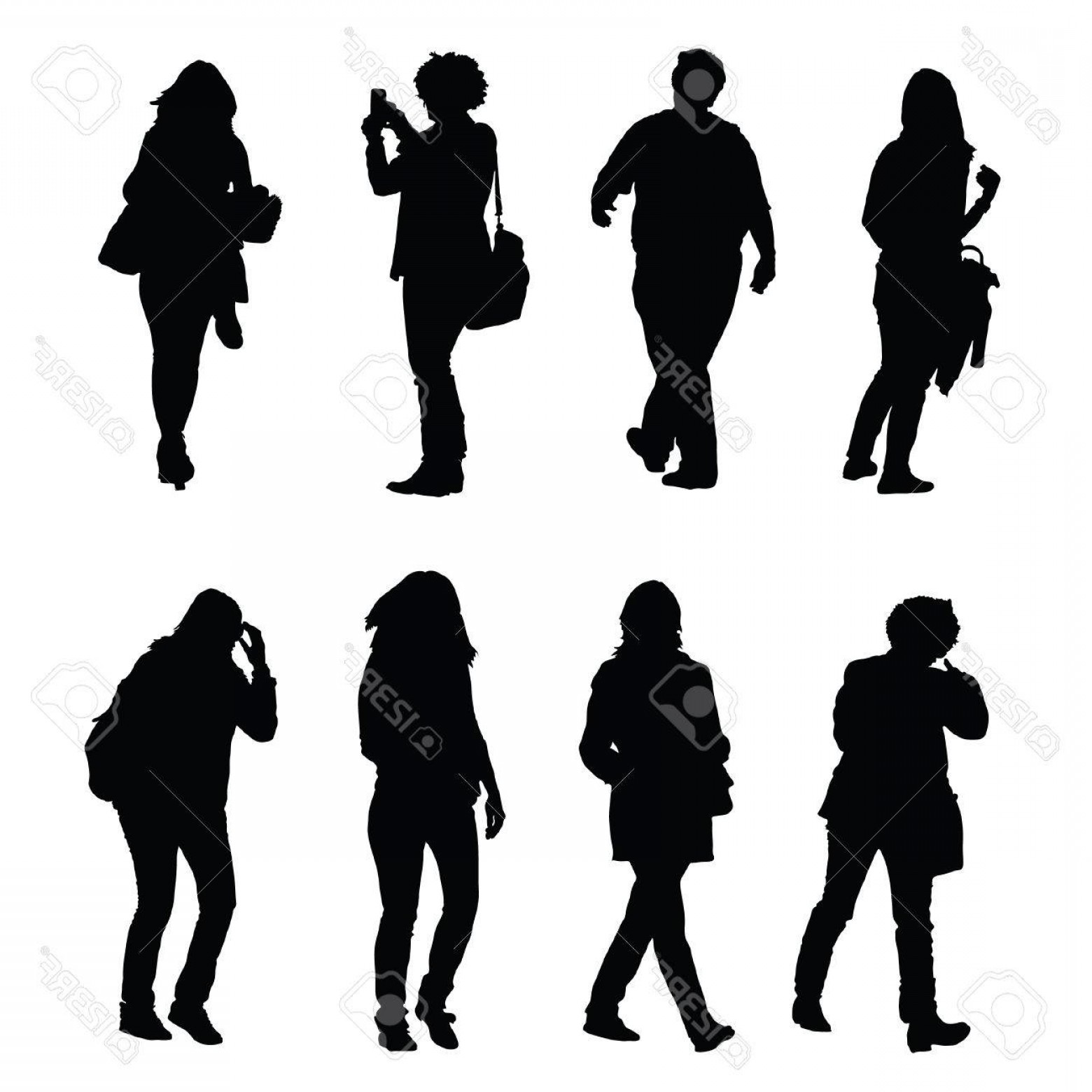 1560x1560 Photostock Vector People Walking Silhouette Vector Set One