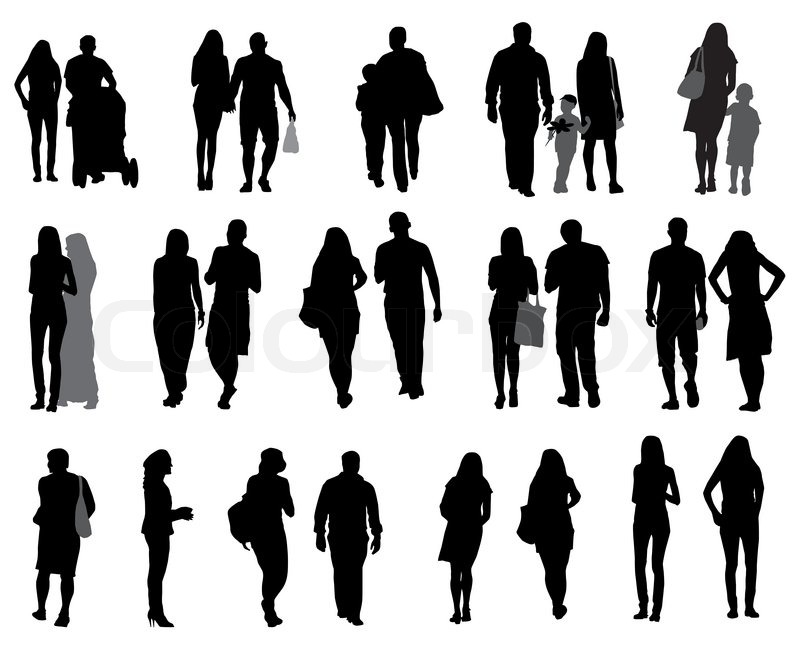 800x669 Set Of Silhouette Walking People And Stock Vector Colourbox