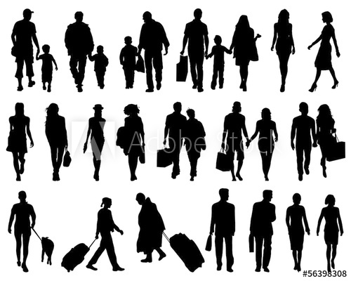 500x400 Silhouettes Of Walking People, Vector