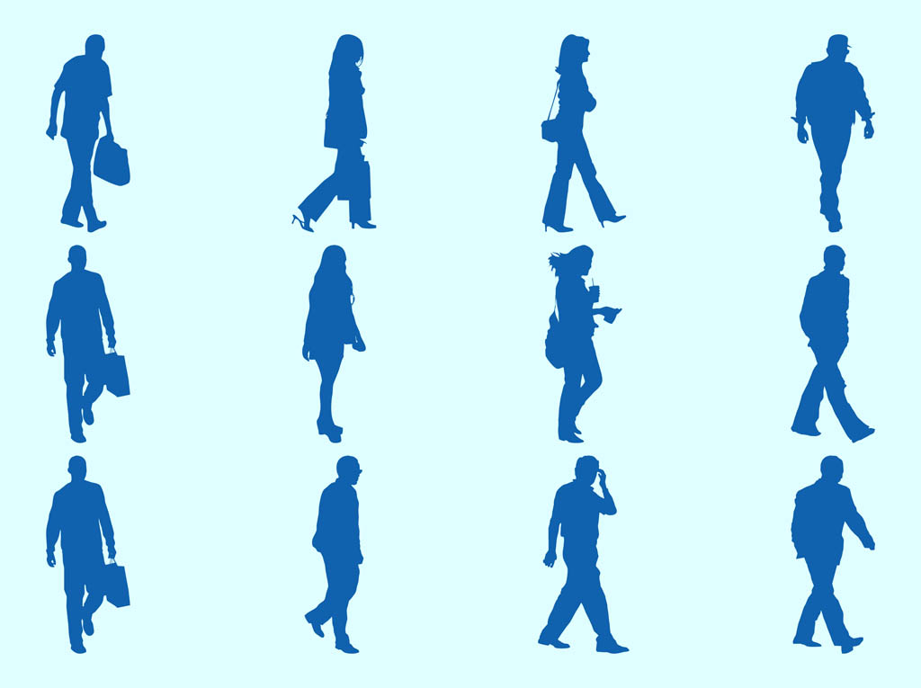 1024x765 Walking People Silhouettes Graphics Vector Art Graphics