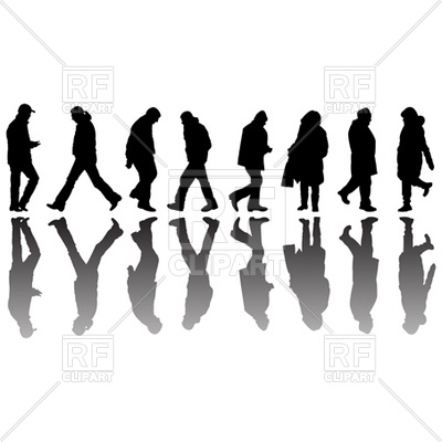 400x400 Walking People Black Silhouettes Vector Image Of People