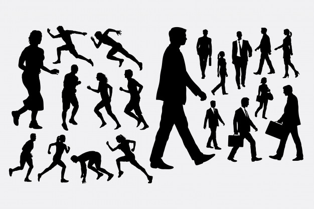 626x416 People Running And Walking Silhouette Vector Premium Download