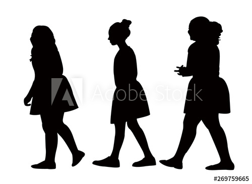 500x365 Girls Walking Silhouette Vector