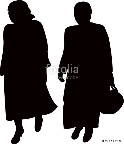 431x500 Two Women Walking, Silhouette Vector Stock Image And Royalty Free