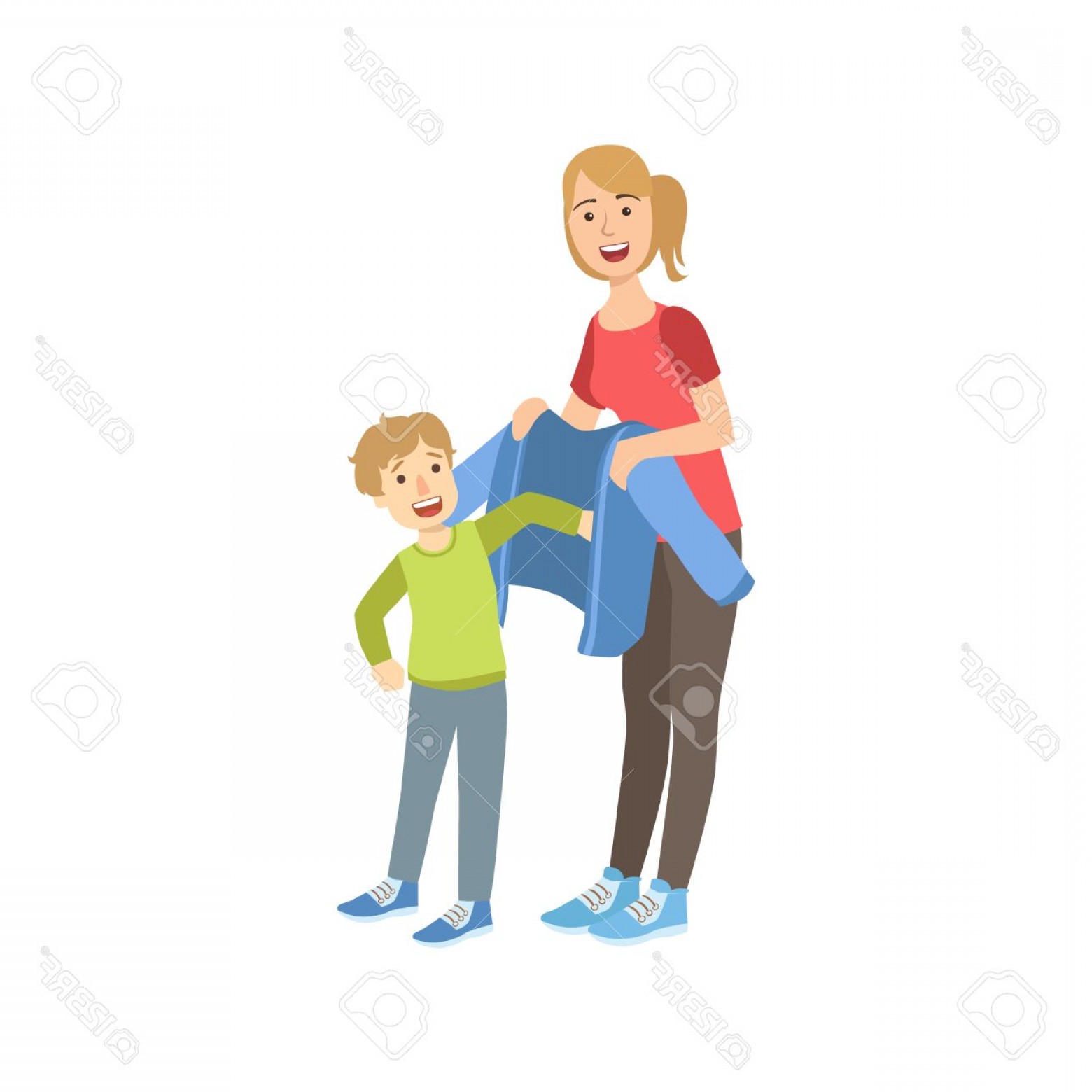 Photostock Vector Mother And Child Preparing For Walk Together 1560x1560 Photostock Vector Mother And Child Preparing For Walk Together